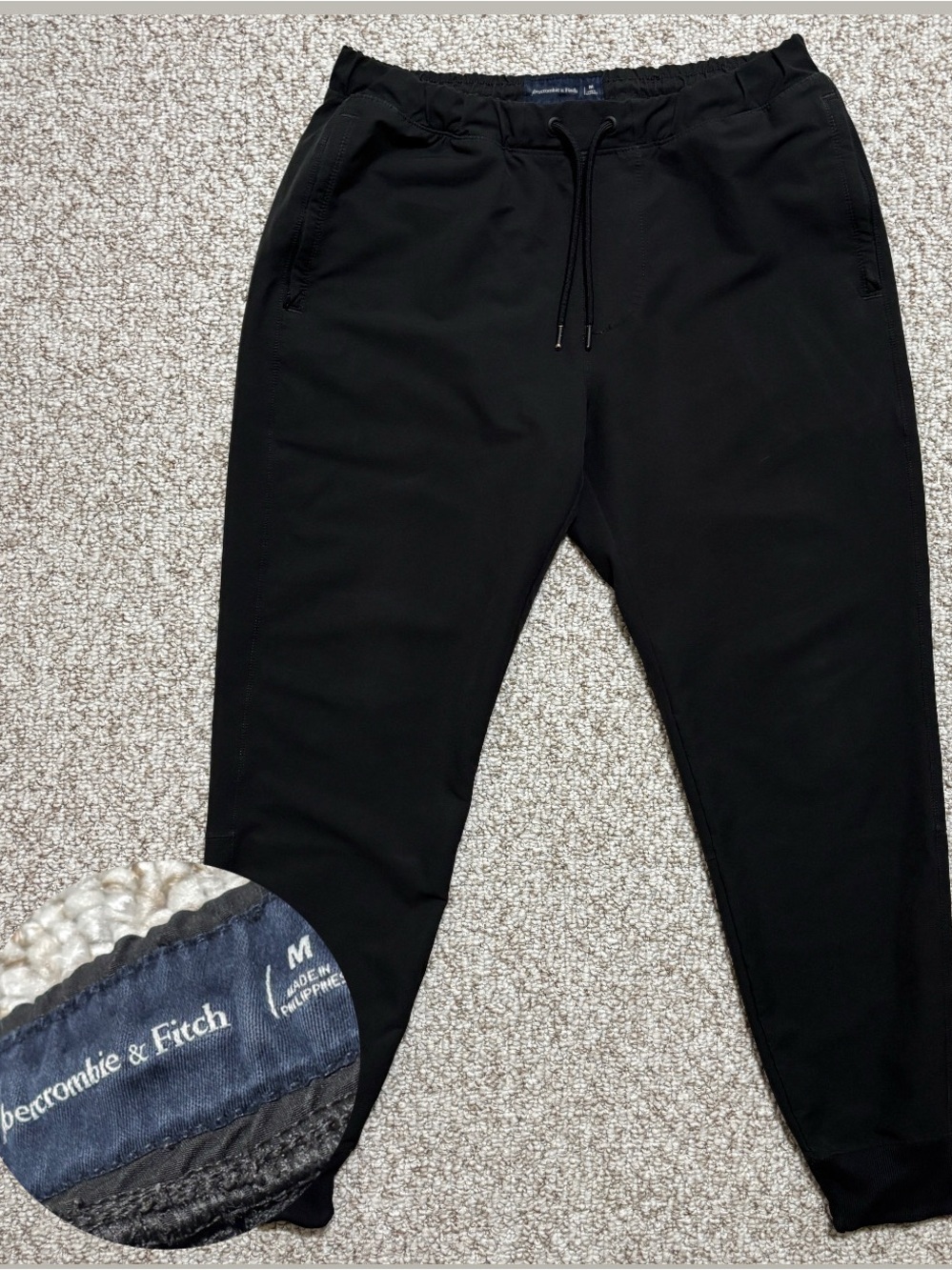 Abercrombie & Fitch Mens Medium Black Athletic Jogger Pants Tapered